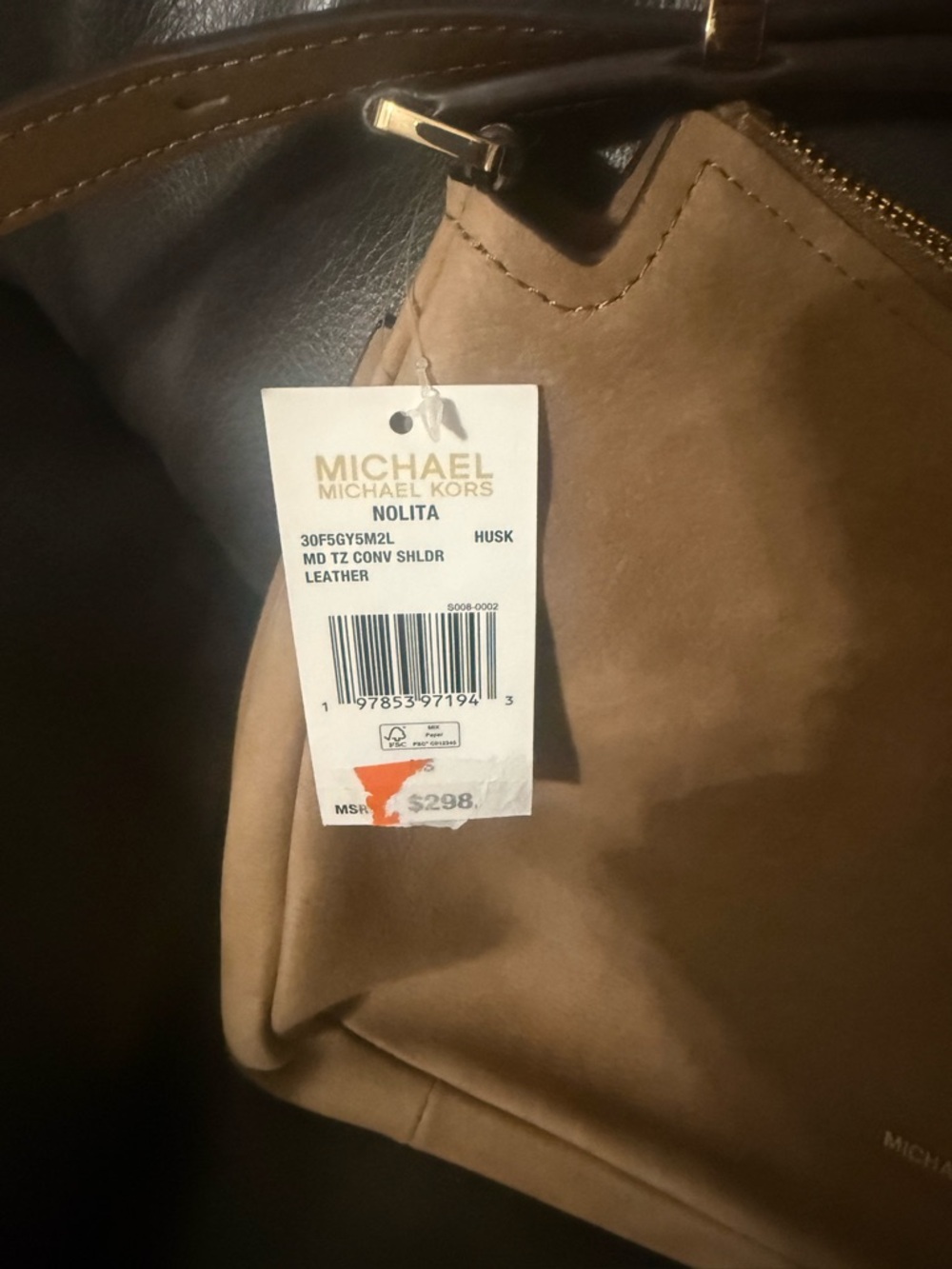 Michael Kors Tan Suede Shoulder Hobo with Gold Hardware - Picture 5 of 8